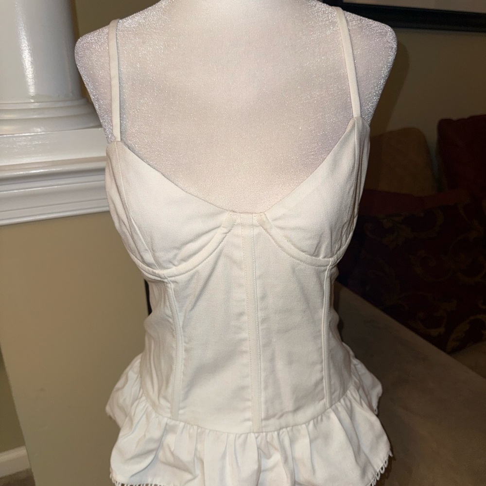 White Fox White Peplum Corset Top